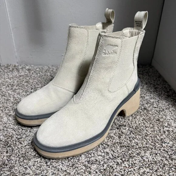Sorel Hi-Line Heel Chelsea Boot Chalk, Ceramic Women 8.5 - Picture 1 of 12